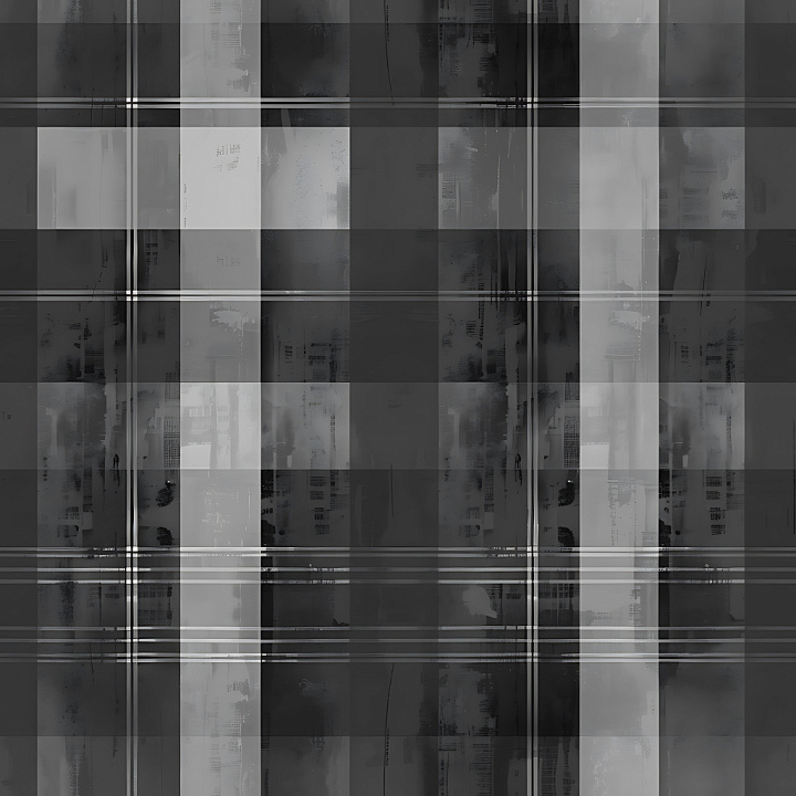 Black and Gray Plaid Fabric with Subtle Wear seamless PBR texture preview