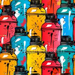 seamless Seamless 3D PBR Texture Featuring Vibrant Spray Paint Can Graffiti Pattern texture 8k free download PBR