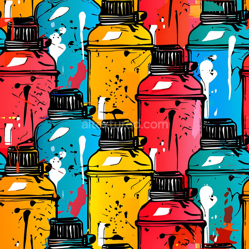 Seamless 3D PBR Texture Featuring Vibrant Spray Paint Can Graffiti Pattern
