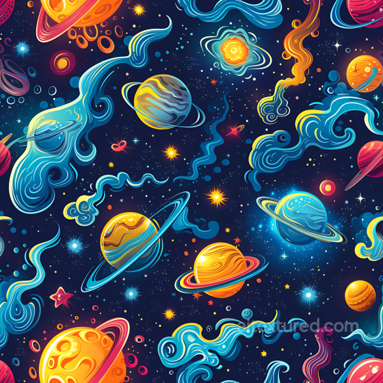 Space PBR Texture Featuring Colorful Nebulae and Stylized Planets Star, space, planets texture preview