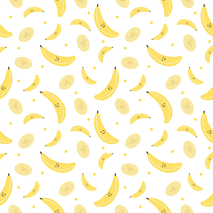 Pattern Featuring Playful Bananas and Sliced Motifs seamless PBR texture preview