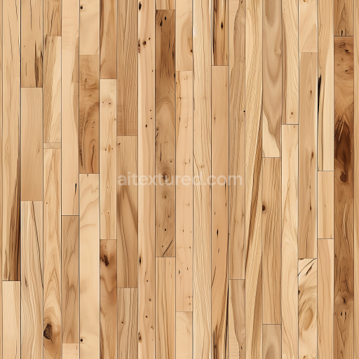 Seamless 3D Hickory Wood Planks PBR Texture with Varied Grain and Knots
