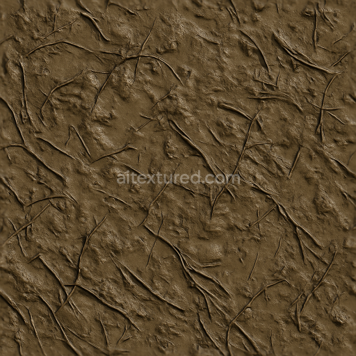Seamless 3d texture pbr 8k of muddy swamp mud with mud with roots and twigs