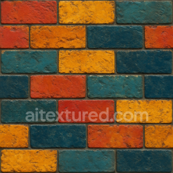 seamless Seamless 3d texture pbr 8k brick tiles mosaic with distressed ceramic look and bold colors texture 8k free download PBR