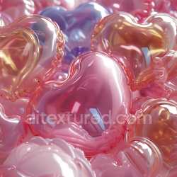 seamless Seamless 3D Inflated Glossy Heart-Shaped Balloon PBR Texture in Pink and Amber Hues texture 8k free download PBR
