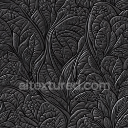seamless Seamless 3D Embossed Black Leather PBR Texture with Floral Pattern texture 8k free download PBR