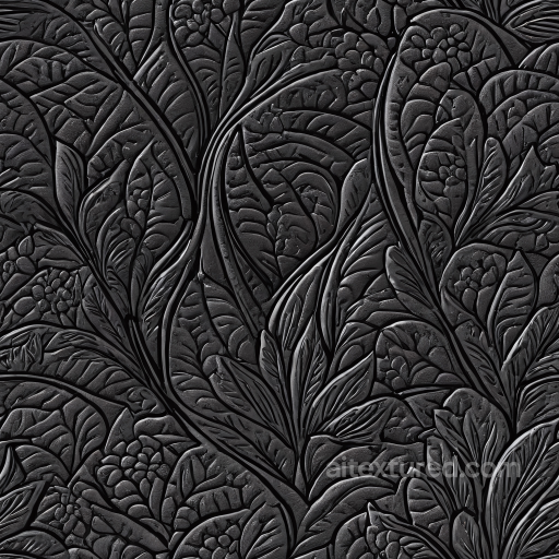 Embossed Black Leather PBR Texture with Floral Pattern seamless Leather PBR texture