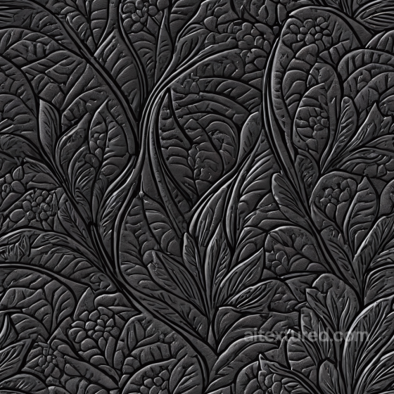 Embossed Black Leather PBR Texture with Floral Pattern Leather texture preview