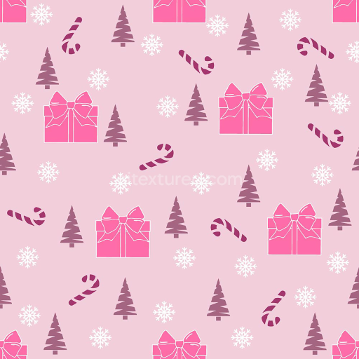 Preview — Seamless 3D PBR Texture with Pink Christmas Gifts, Trees, and Candy Canes