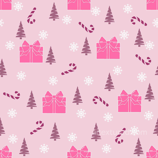 with Pink Christmas Gifts, Trees, and Candy Canes seamless All Christmas Digital paper PBR texture