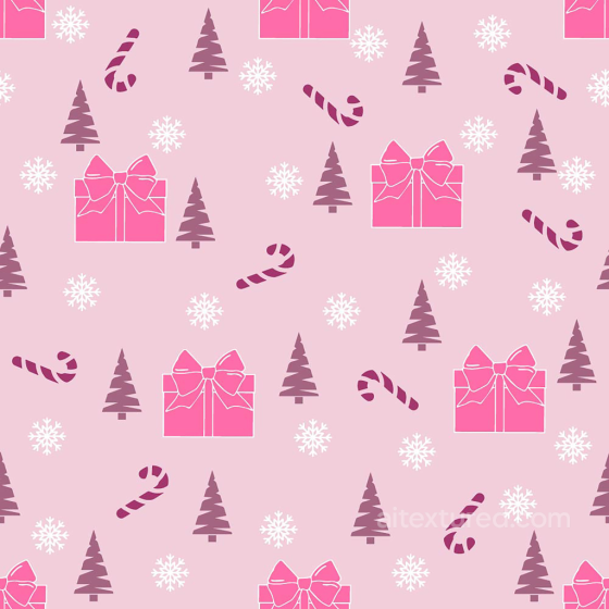 with Pink Christmas Gifts, Trees, and Candy Canes All Christmas Digital paper texture preview