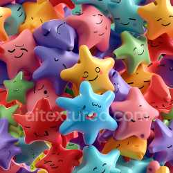 seamless Seamless 3D Inflated Star-Shaped Soft Vinyl PBR Texture with Playful Faces texture 8k free download PBR