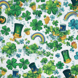 seamless Seamless 3D PBR Texture Featuring St Patrick Shamrocks, Leprechaun Hats & Rainbows texture 8k free download PBR