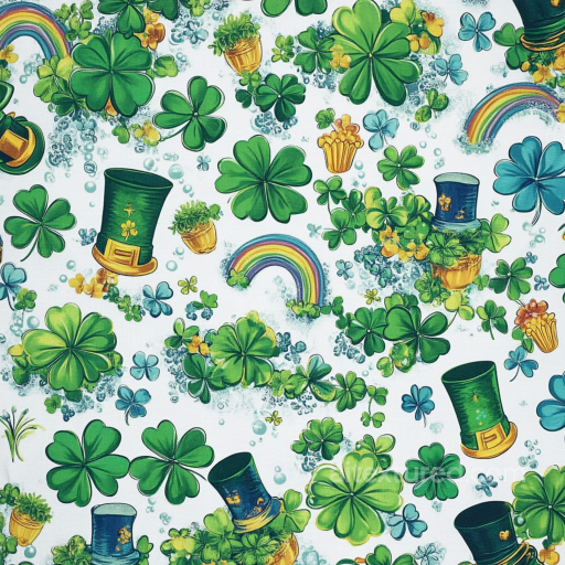 Featuring St Patrick Shamrocks, Leprechaun Hats & Rainbows seamless St patrick digital paper bundle PBR texture