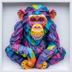 seamless Seamless 3D PBR Texture Featuring Colorful Low-Poly Origami Bonobo Artwork texture 8k free download PBR