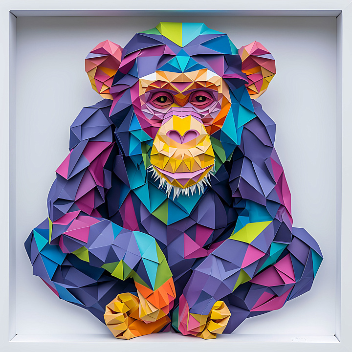 Featuring Colorful Low-Poly Origami Bonobo Artwork seamless PBR texture preview