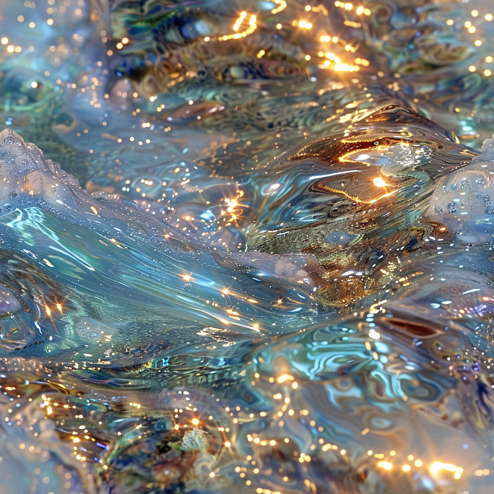 Glossy Liquid Surface with Light Speckles seamless PBR texture preview