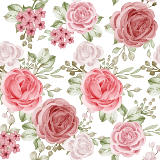 Seamless 3D PBR Texture of Hand-Painted Pink Flower Floral Fabric Pattern