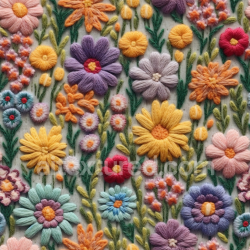 seamless Seamless 3D PBR Texture of Colorful Embroidered Floral Wool Yarn Pattern texture 8k free download PBR