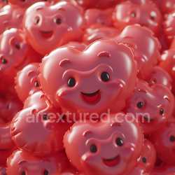 seamless Seamless 3D Inflated Puffy Heart Vinyl PBR Texture in Glossy Red texture 8k free download PBR