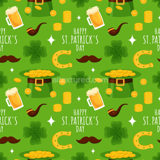 Seamless 3D PBR Texture of St. Patrick's Day Festive Icons Pattern