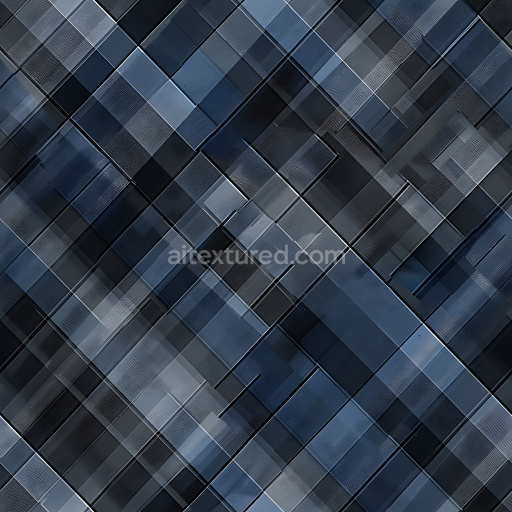 Seamless 3D PBR Texture of Blue Gray Plaid Pattern with Subtle Fabric Grain