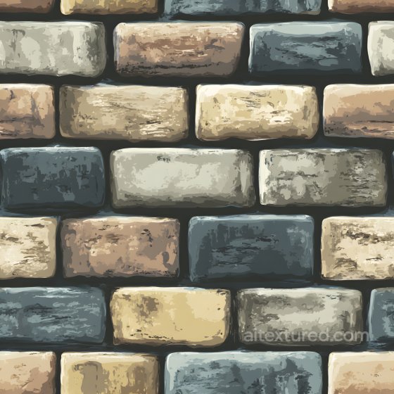 Aged Cracked Brick Wall Seamless Texture with Multi-Color Weathering Brick texture preview