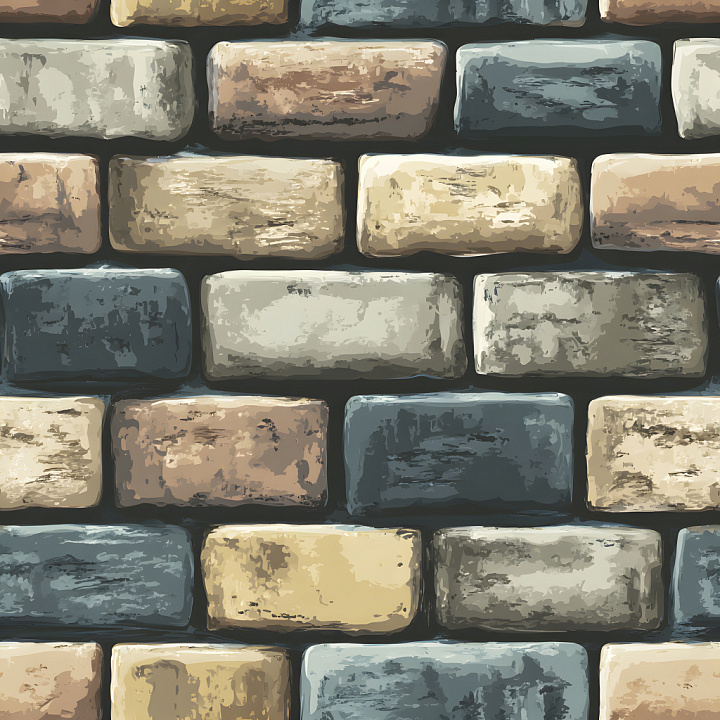 Aged Cracked Brick Wall with Multi-Color Weathering seamless PBR texture preview