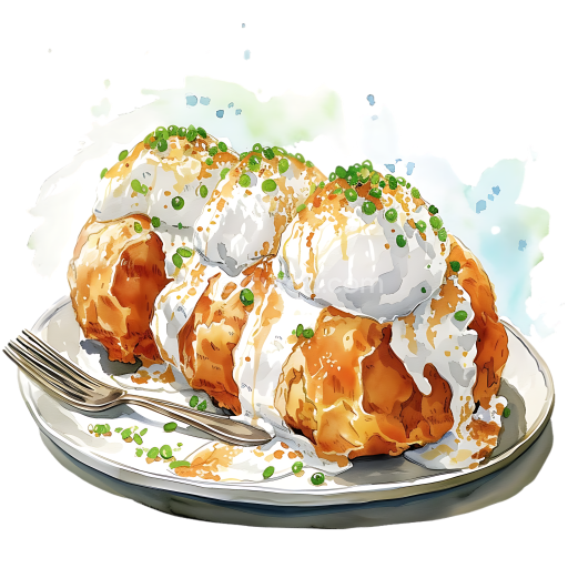 Baked Alaska Breakfast Dessert with Whipped Cream and Sauce PNG