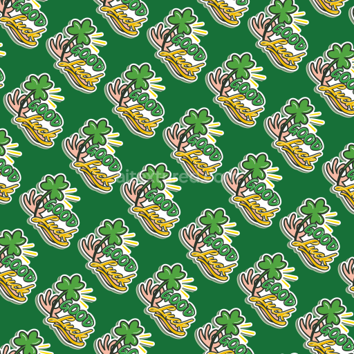 Seamless 3D PBR Texture Featuring St Patrick Good Luck Pattern in Green