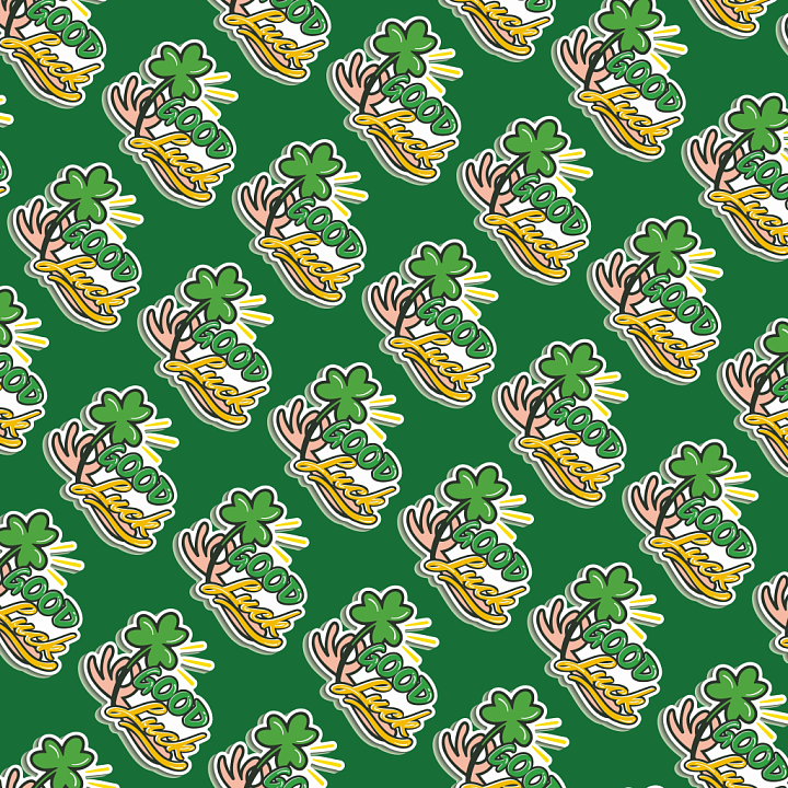 Featuring St Patrick Good Luck Pattern in Green seamless PBR texture preview