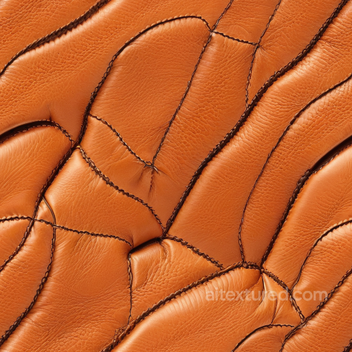 Of Stitched Orange-Brown Pebbled Leather Upholstery seamless Leather PBR texture