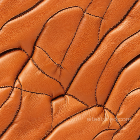Of Stitched Orange-Brown Pebbled Leather Upholstery Leather texture preview