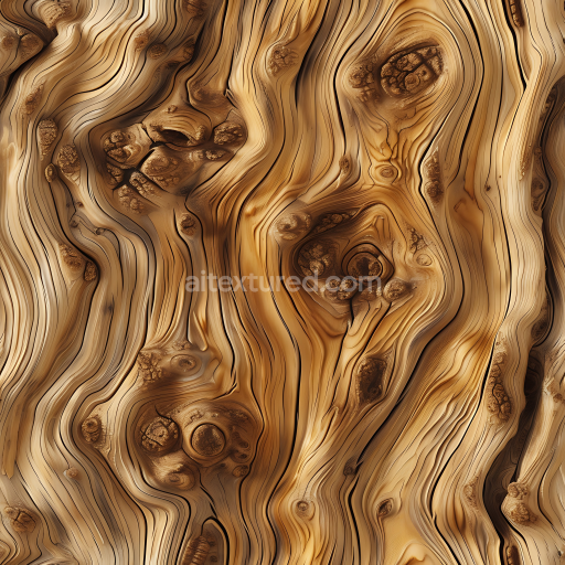 Seamless 3D PBR Knotted Pine Wood Texture with Complex Grain Detail