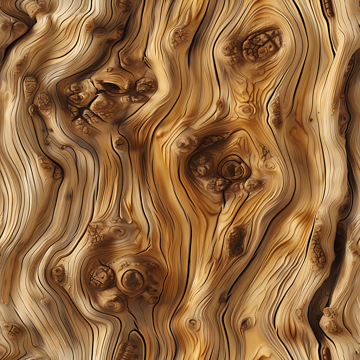 Knotted Pine Wood with Complex Grain Detail seamless PBR texture preview