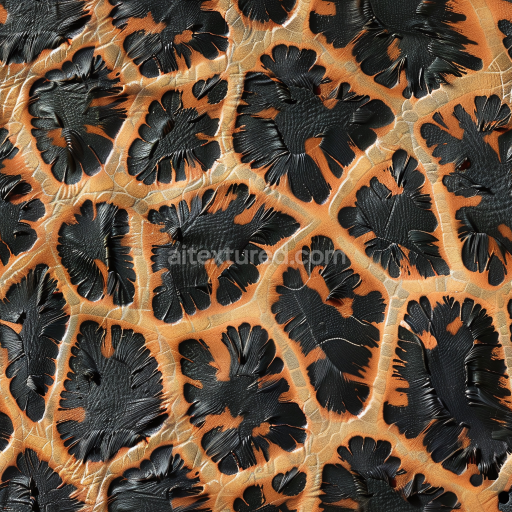 Seamless 3D PBR texture of cracked distressed black and brown leather with rough raised grain