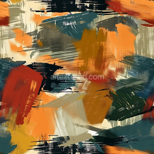 Seamless 3D Abstract Brushstroke Camouflage PBR Texture with Warm Earth Tones