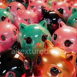seamless Seamless 3D Inflated Glossy Vinyl Cat Heads PBR Texture with Multicolor Finish texture 8k free download PBR