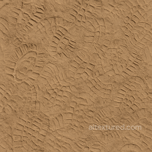 Dry Soil With Overlapping Prints Of Boot And Shoe Sole seamless Footprints PBR texture