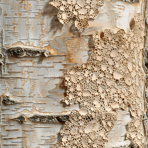 Preview — Seamless 3D PBR Texture of Decayed Birch Bark with Organic Perforations