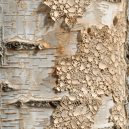 Wood Texture of Decayed Birch Bark with Organic Perforations seamless Wood PBR texture