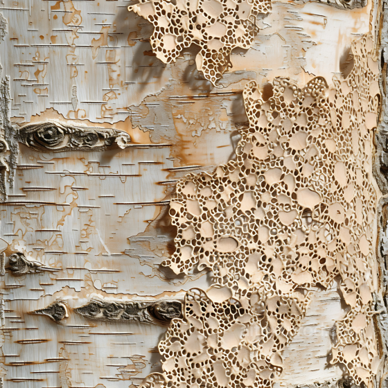 Wood Texture of Decayed Birch Bark with Organic Perforations Wood texture preview
