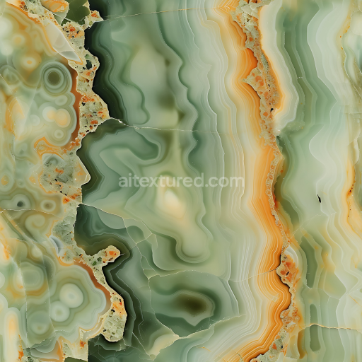 Seamless 3D Green Onyx Marble PBR Texture Featuring Organic Layered Veins and Polished Finish