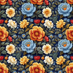 seamless Seamless 3D PBR Texture of Detailed Embroidered Floral Pattern in Rich Colors texture 8k free download PBR