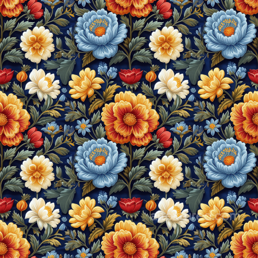 Detailed Embroidered Floral Pattern in Rich Colors Seamless Texture seamless Embroidered floral PBR texture
