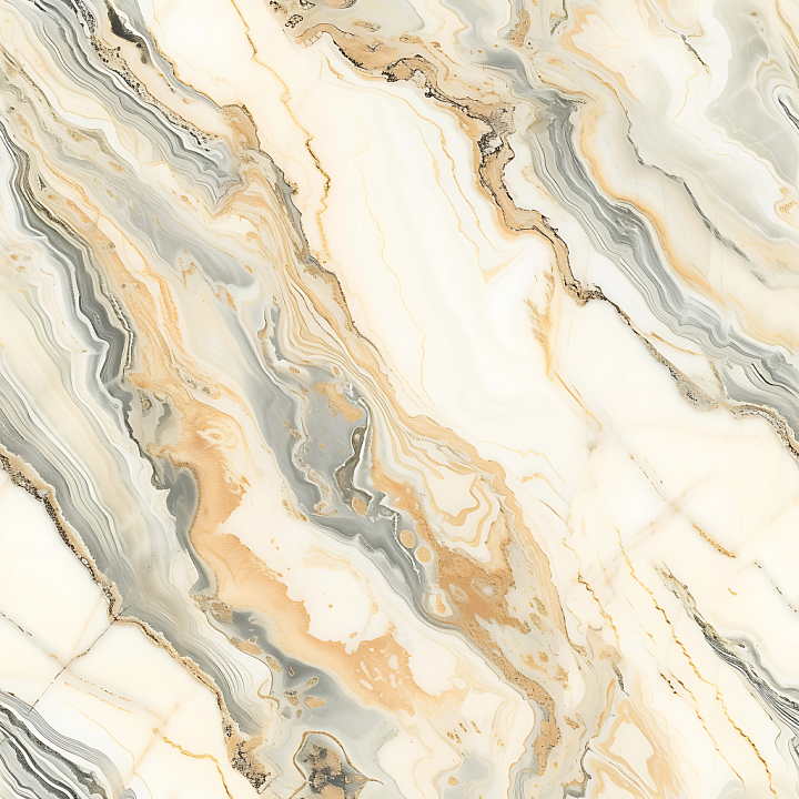 Ivory and Champagne Marble with Fluid Vein Patterns seamless PBR texture preview