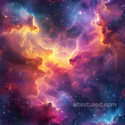 of a Vibrant Nebula with Glowing Cosmic Clouds and Starfield seamless Star, space, planets PBR texture