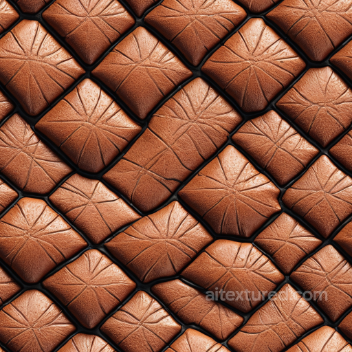 Quilted Brown Leather PBR Texture with Embossed Floral Design and Soft Shine seamless Leather PBR texture