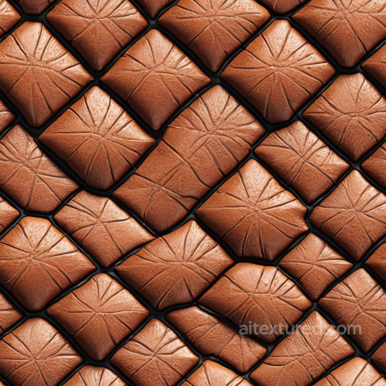 Quilted Brown Leather PBR Texture with Embossed Floral Design and Soft Shine Leather texture preview