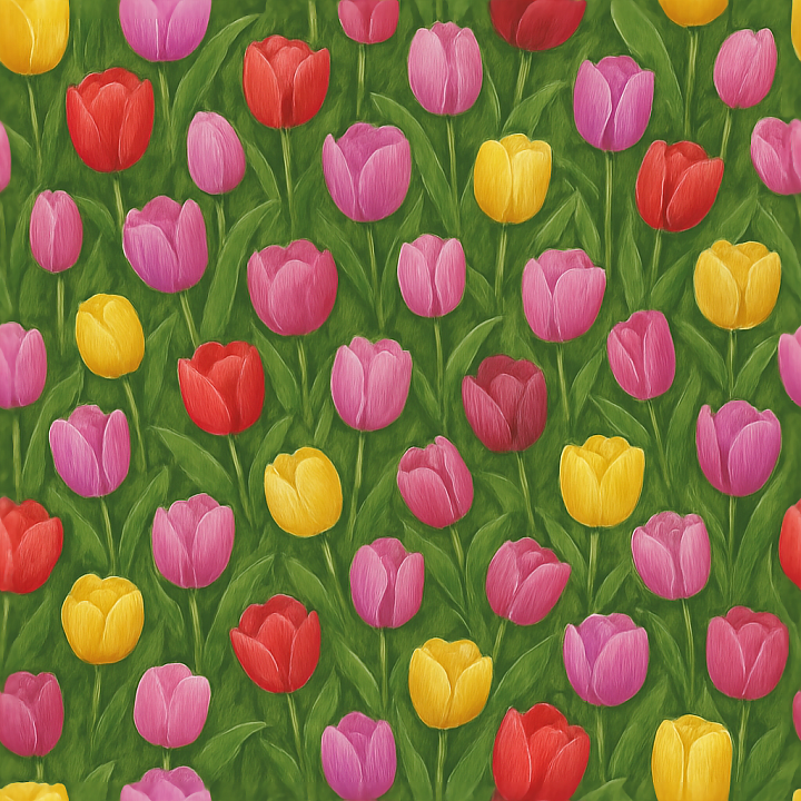 Tulip Field Flower Meadow Flower Petals Closeup Photorealistic seamless PBR texture preview